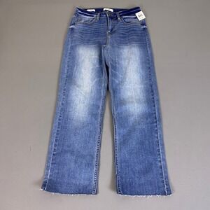 Vigoss Jeans Stevie Crop Straight Leg Women's Size 26 Blue Raw Hem New NWT